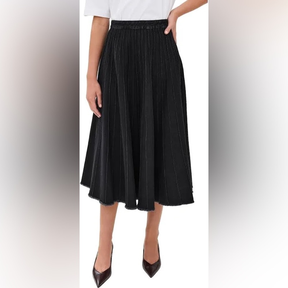 TIBI Vintage Denim Pintucked Skirt